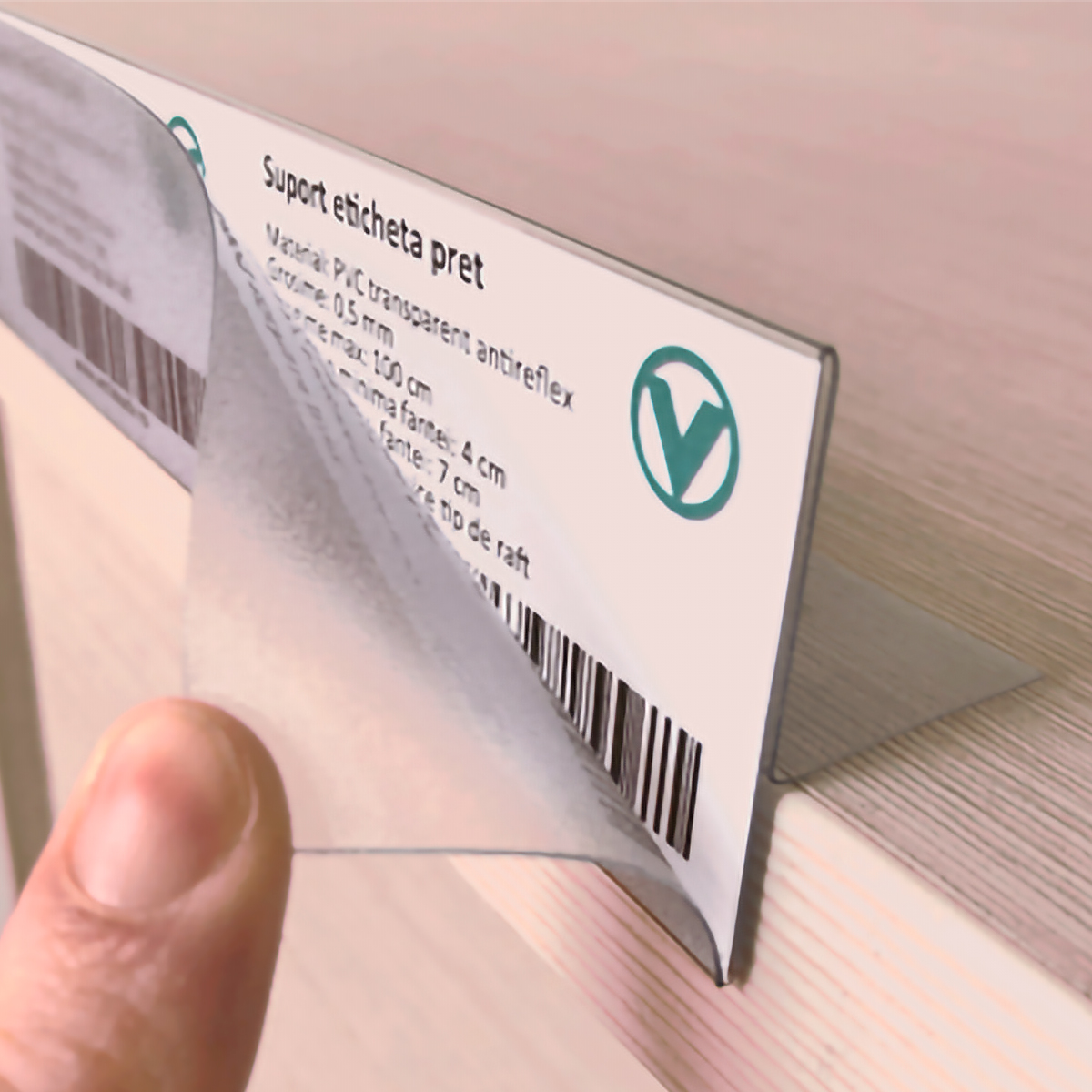 suport opritor etichete pret pentru raft din PVC transparent